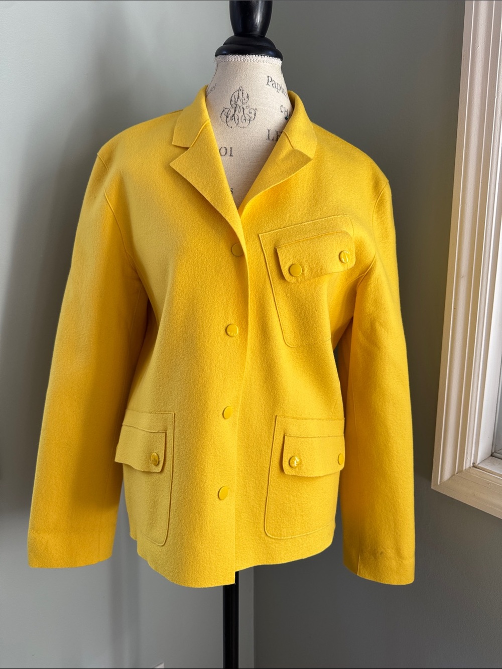 Carlisle vintage yellow golden felted wool snap jacket large 10